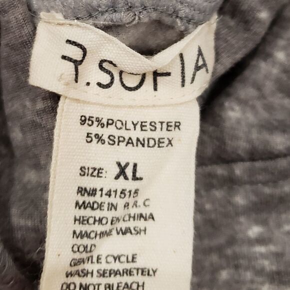 R.Sofia Grey Hoodie Cropped Rainbow Stripes - Picture 8 of 8